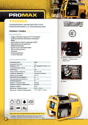 Stromerzeuger, Diesel Vanguard Promax 7500 EA