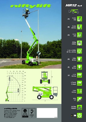 Gelenkarbeitsbühnen auf Rädern Niftylift HR12DE