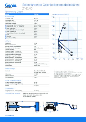 Gelenkarbeitsbühnen auf Rädern Genie Z-62/40
