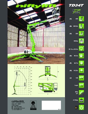 Gelenkarbeitsbühnen auf Raupen Niftylift TD34T