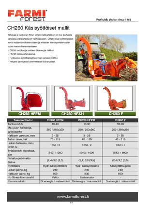 Holzhäcksler Farmi CH 260 HFC