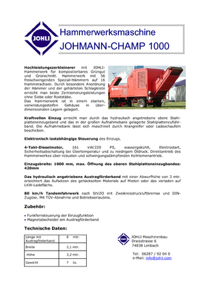 Holzhäcksler Johli Champ 1000