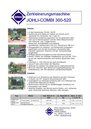 Holzhäcksler Johli Combi 300 - 520 D