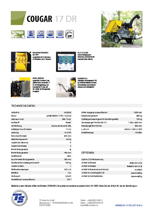 Holzhäcksler TS-Industrie Cougar 17 DR
