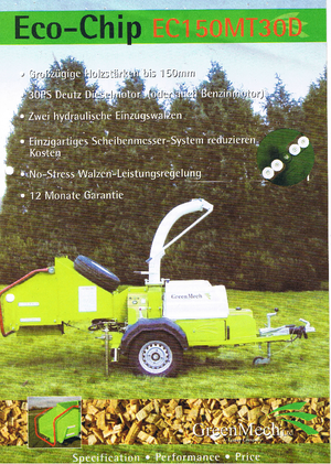 Holzhäcksler Green Mech ECM 150 MT 30 D