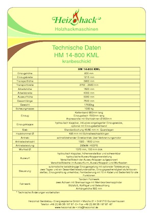 Holzhäcksler Heizohack HM 14-800 KML
