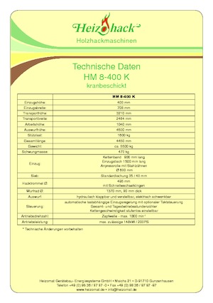 Holzhäcksler Heizohack HM 8-400 KF