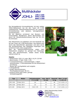 Holzhäcksler Johli BMS 2-20