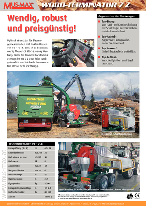 Holzhäcksler MUS-MAX Wood-Terminator 7 Z