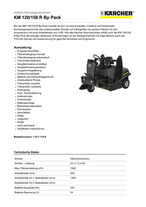 Kompaktkehrmaschinen Kärcher KM 120/150 R Bp Pack