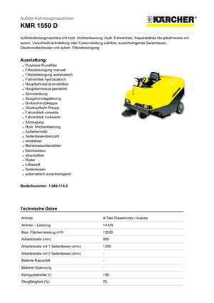 Kompaktkehrmaschinen Kärcher KMR 1550 D