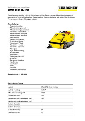 Kompaktkehrmaschinen Kärcher KMR 1700 B-LPG