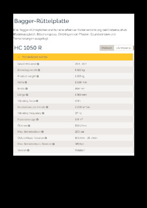 Anbauflächenrüttler Epiroc HC 1050 R 