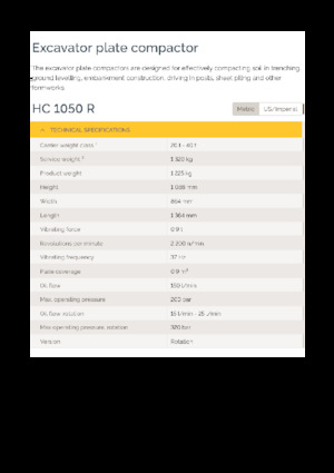 Anbauflächenrüttler Epiroc HC 1050 R 