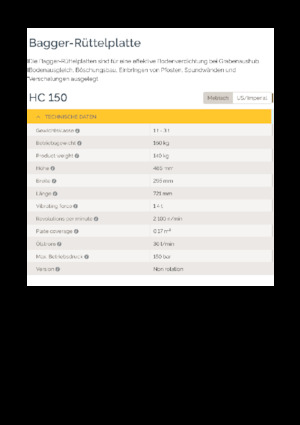 Anbauflächenrüttler Epiroc HC 150 