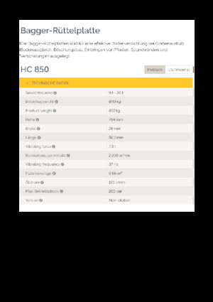 Anbauflächenrüttler Epiroc HC 850 