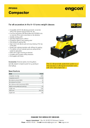 Anbauflächenrüttler engcon PP3200