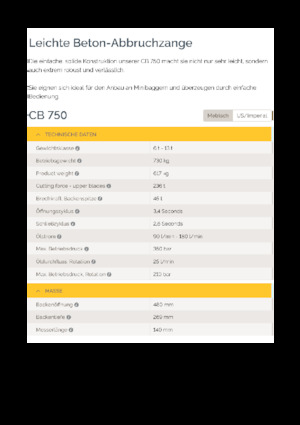 Beton-Abbruchzangen Epiroc CB 750