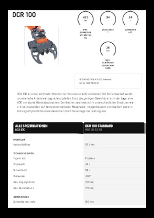 Beton-Abbruchzangen Husqvarna DCR 100