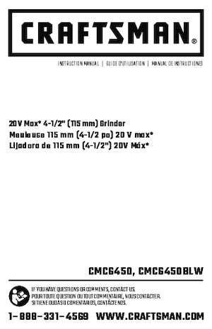 Akku-Winkelschleifer Craftsman CMCG450B