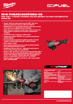 Akku-Winkelschleifer Milwaukee M18 FHSAG150XPDB2-0X