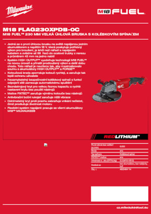 Akku-Winkelschleifer Milwaukee M18 FLAG230XPDB-0C