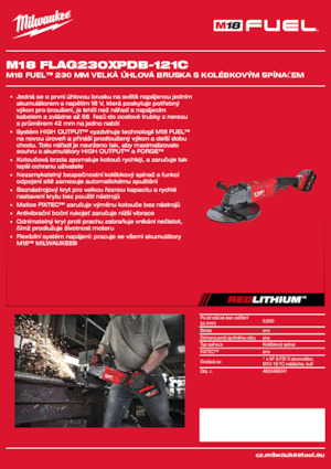 Akku-Winkelschleifer Milwaukee M18 FLAG230XPDB-121C
