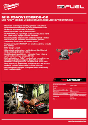 Akku-Winkelschleifer Milwaukee M18 FSAGV125XPDB-0X