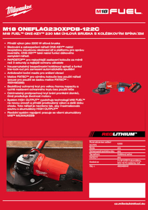 Akku-Winkelschleifer Milwaukee M18 ONEFLAG230XPDB-122C