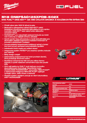 Akku-Winkelschleifer Milwaukee M18 ONEFSAG125XPDB-502X