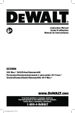 Akku-Bohrhämmer SDS DEWALT DCD998W1