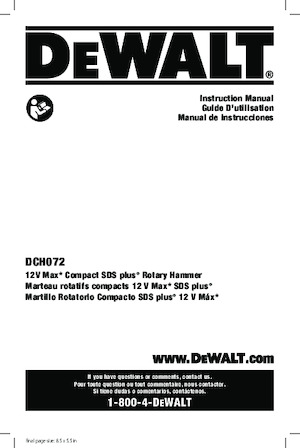 Akku-Bohrhämmer SDS DEWALT DCH072B