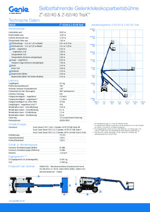 Gelenkarbeitsbühnen auf Raupen Genie Z-62/40 TraX