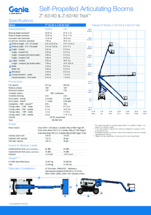 Gelenkarbeitsbühnen auf Raupen Genie Z-62/40 TraX