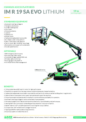 Gelenkarbeitsbühnen auf Raupen Imer IM R 19 SA Evo Lithium