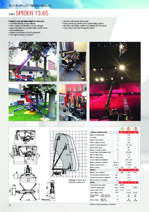 Teleskoparbeitsbühnen auf Raupen Platform Basket SPIDER 13.65 ED