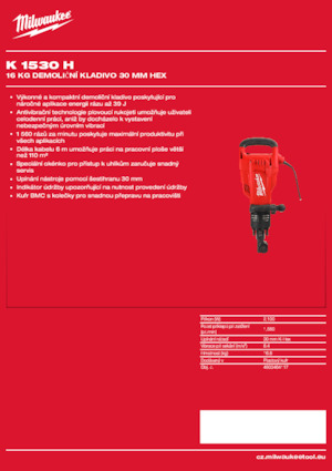 Abbruchhämmer und -Zangen Milwaukee K 1530 H