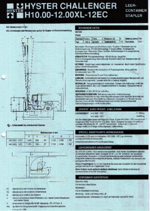 Frontstapler Diesel Hyster H 12.00 XL - 12 EC