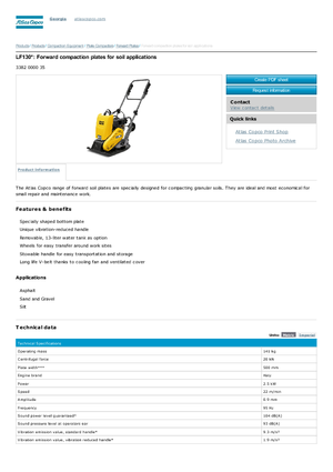 Rüttelplatten in einer Richtung Atlas Copco LF 130
