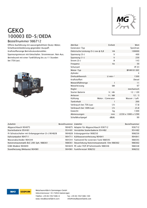 Stromerzeuger, Diesel Geko ® 100003 ED-S/DEDA