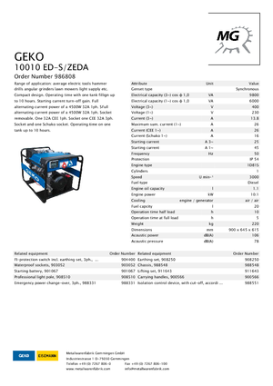 Stromerzeuger, Diesel Geko ® 10010 ED-S/ZEDA