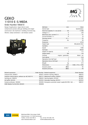Stromerzeuger, Diesel Geko ® 11010 E-S/MEDA