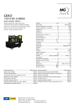 Stromerzeuger, Diesel Geko ® 15010 ED-S/MEDA