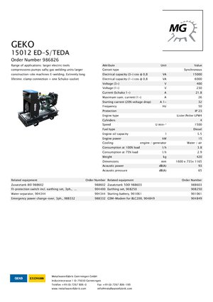Stromerzeuger, Diesel Geko ® 15012 ED-S/TEDA