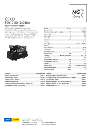 Stromerzeuger, Diesel Geko ® 30010 ED-S/DEDA