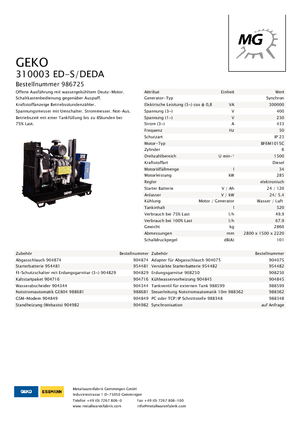 Stromerzeuger, Diesel Geko ® 310003 ED-S/DEDA