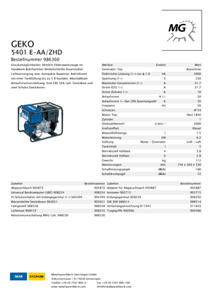 Stromerzeuger, Diesel Geko ® 5401 E-AA/ZHD