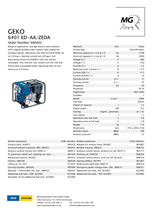 Stromerzeuger, Diesel Geko ® 6401 ED-AA/ZEDA