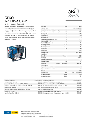 Stromerzeuger, Diesel Geko ® 6401 ED-AA/ZHD