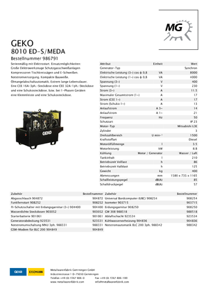 Stromerzeuger, Diesel Geko ® 8010 ED-S/MEDA